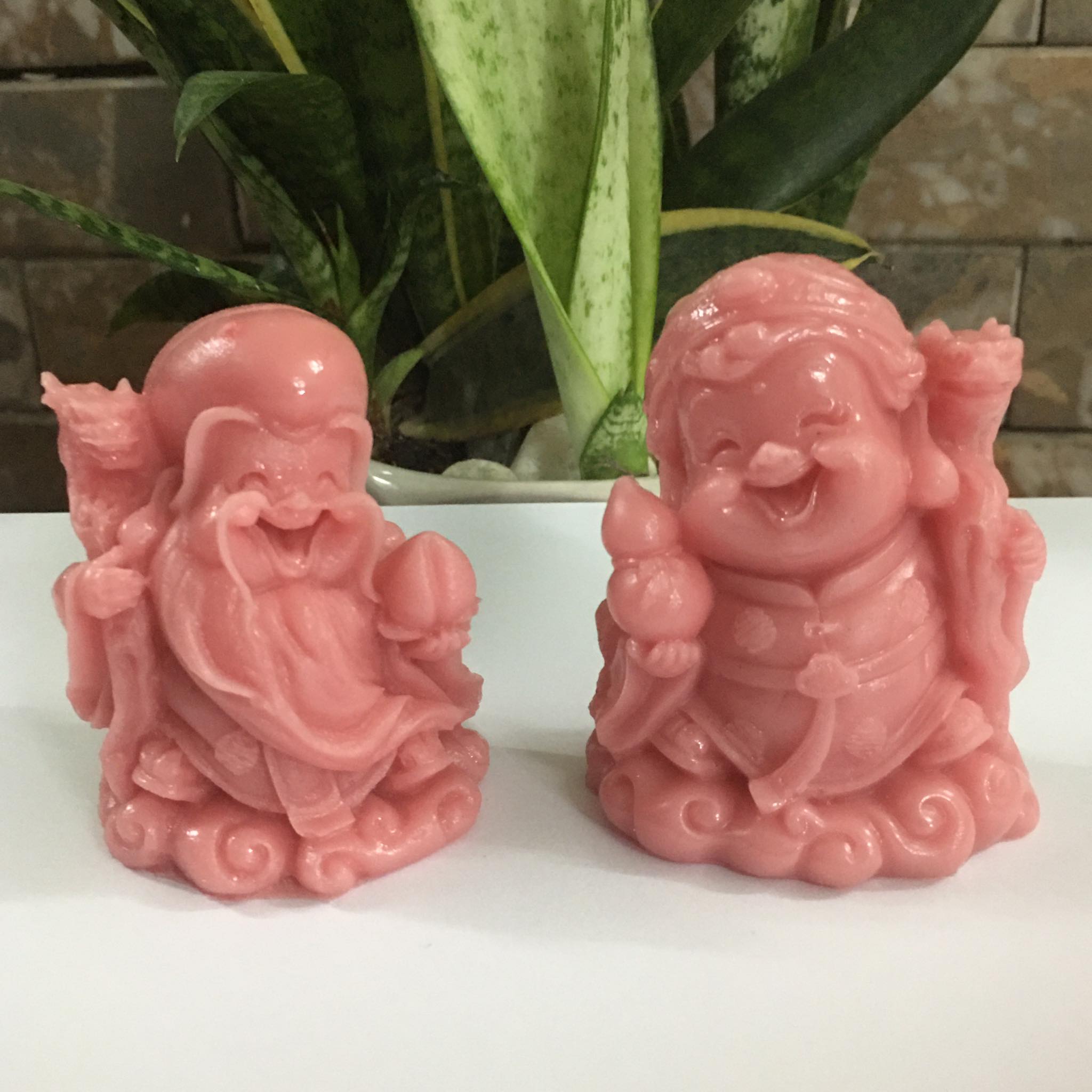 Combo 2 tượng ông thọ bà thọ cao 8 cm màu hồng