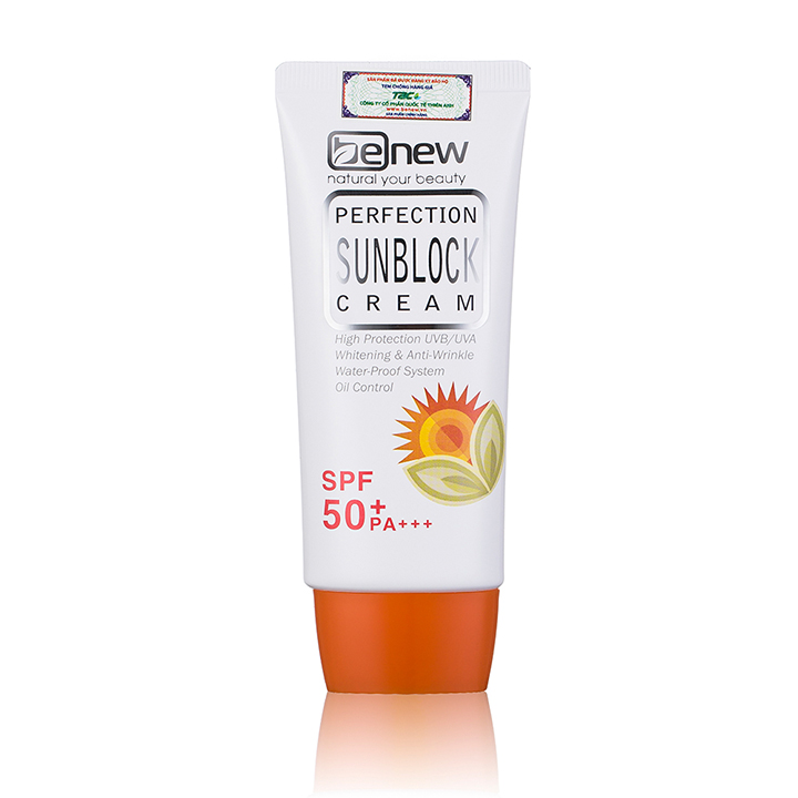 Kem chống nắng làm trắng và chống lão hoá da Perfection Sunblock Cream 50ml + Tặng móc khoá in hình thebeautyshop