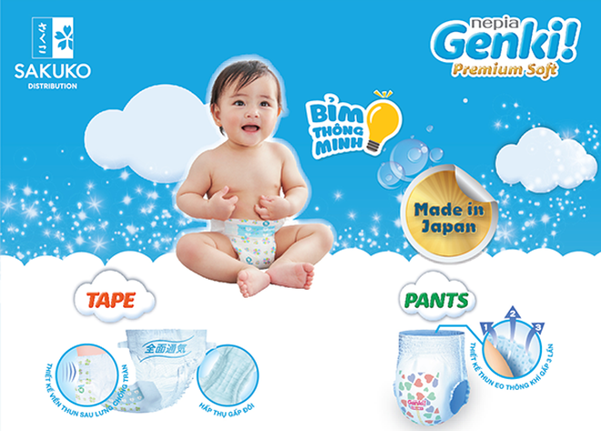 Bỉm GENKI Dán S72/M64/L54/XL44 [ Chính hãng ]