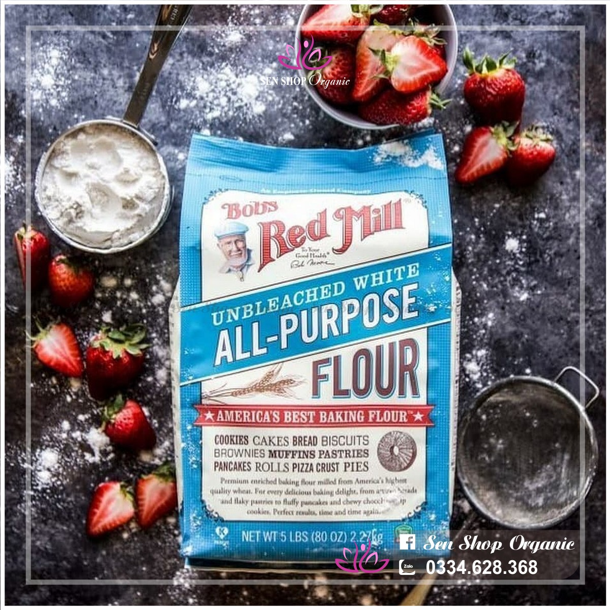Bột mì đa dụng hữu cơ bob’s red mill - bob's red mill organic all-purpose flour - 2.27kg