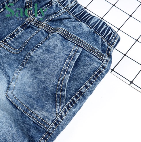 Quần jeans lửng bé trai từ 6kg - 17kg (Quần jeans lững màu xanh)