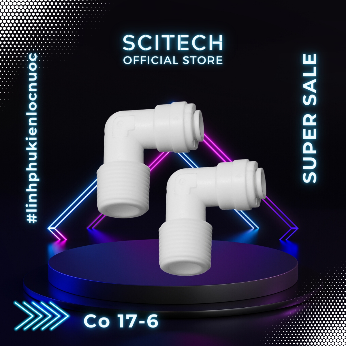 Co cút nối nhanh ren ngoài 17 dây 6 dùng trong máy lọc nước - Scitech Water