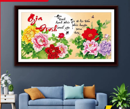 Tranh đính đá 5D - Thư Pháp Chữ Gia Đình 03 - Tranh NGỌC THỊNH