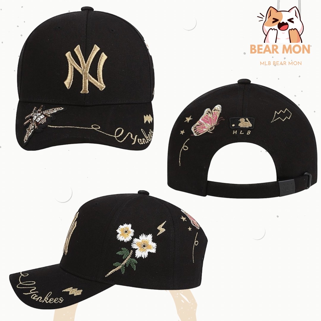 MLB Bee Baseball Hat Korea Genuine Flower Embroidered park chan yeol with  Tide Hardtop Cap ny Hat  Shopee Singapore