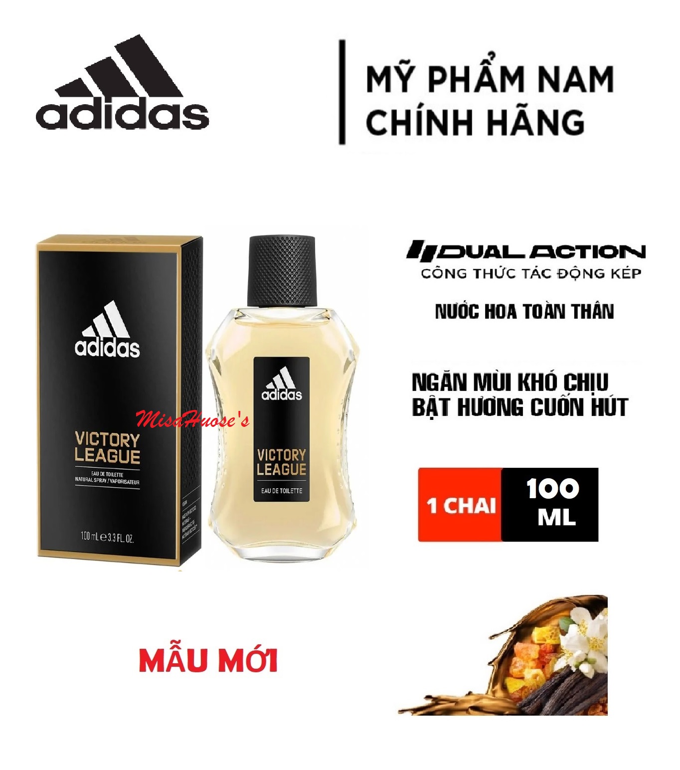 Combo Xịt khử mùi và nước hoa nam Adidas Victory League