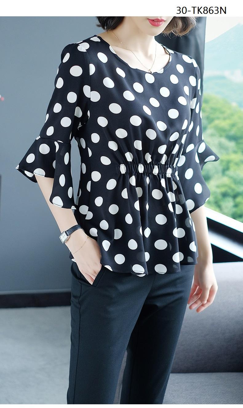 TK863N-ÁO KIỂU CHẤM BI TAY LOE S-6XL