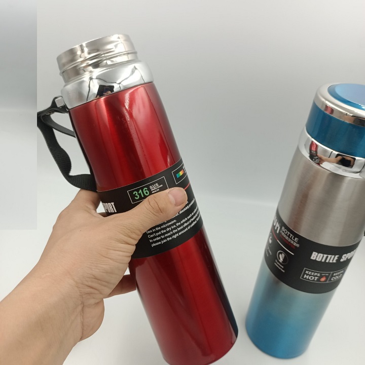 Bình giữ nhiệt inox1000ml cao cấp có dây xách