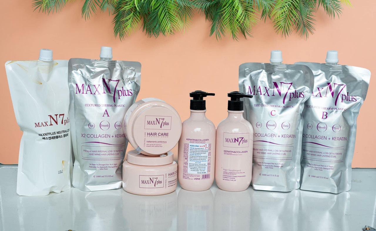 [ N7 Chính Hãng ] Cặp Uốn Ép Tóc Max N7 Plus Collagen Keratin 1000ml * 2