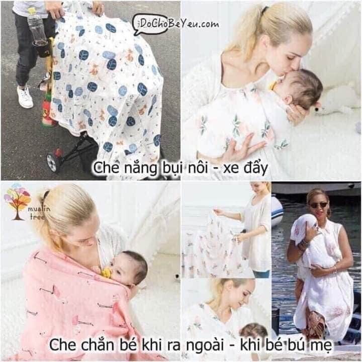 Khăn Tắm Em Bé 2 Lớp Sợi Tre 100% Cỡ Lớn 1m1x1m2