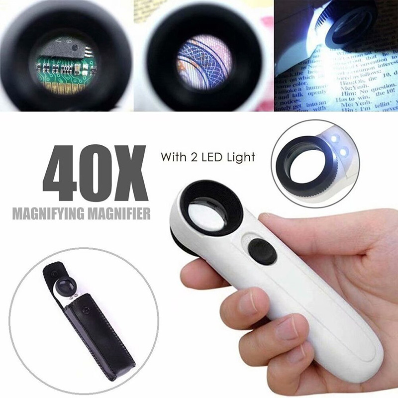Kính lúp cầm tay 40x có đèn led chiếu sáng MG6B-1B