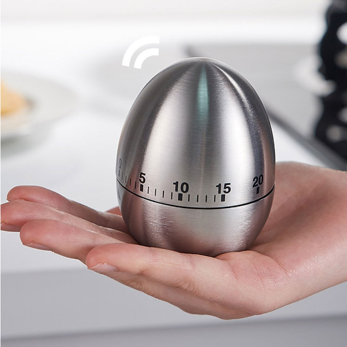 ĐỒNG HỒ POMODORO ĐẾM NGƯỢC 60' HÌNH QUẢ TRỨNG KIM LOẠI [ Đồng hồ cơ hẹn giờ đồng hồ nhà bếp đồng hồ cơ đếm ngược]