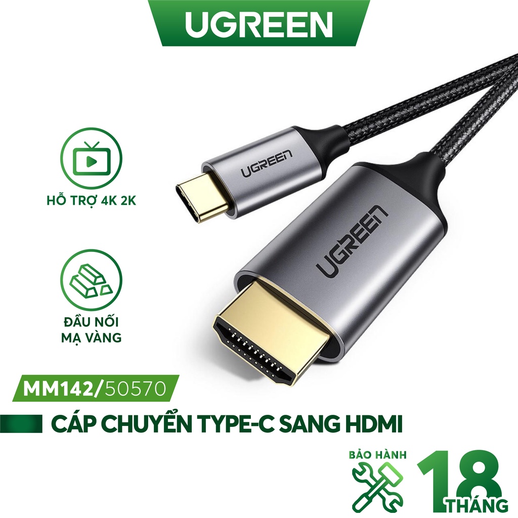 Cáp usb type-c to hdmi hỗ trợ 4k@60hz dài 1,5m ugreen 50570 cao cấp