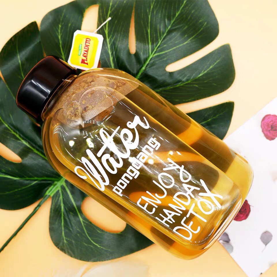 {TẶNG KÈM TÚI VẢI ĐỰNG} Bình nước Detox 600ml  cực đẹp, bình nhựa detox họa tiết ngộ nghĩnh