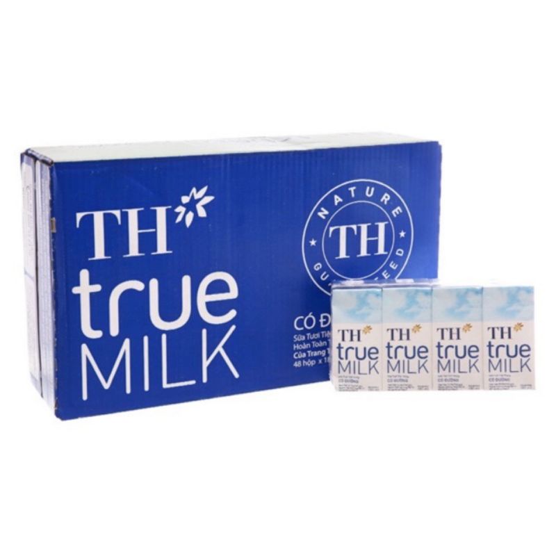 Hỏa Tốc - Thùng 48 Hộp Sữa Th True Milk Có Đường 180 Ml