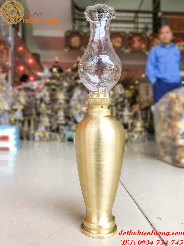 Đèn Dầu Bằng Đồng Cát Tút Cao 20cm Và 30cm (Cả Bóng) Thờ Cúng Gia Tiên