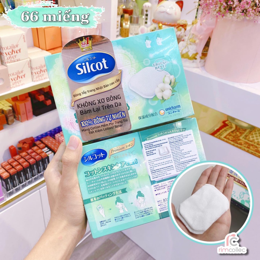 Bông Tẩy Trang Cao Cấp Silcot Premium 66 miếng (xanh lá)