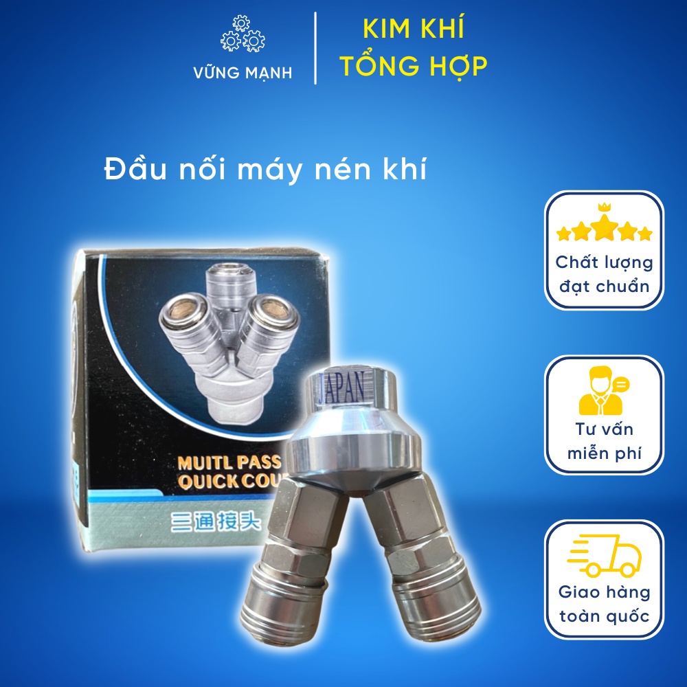 Đầu nối khí nén hàng nhật xịn đầu chia hơi máy nén khí cút 3 đầu chạc 2, chạc 3 hàng chuẩn japan cao cấp