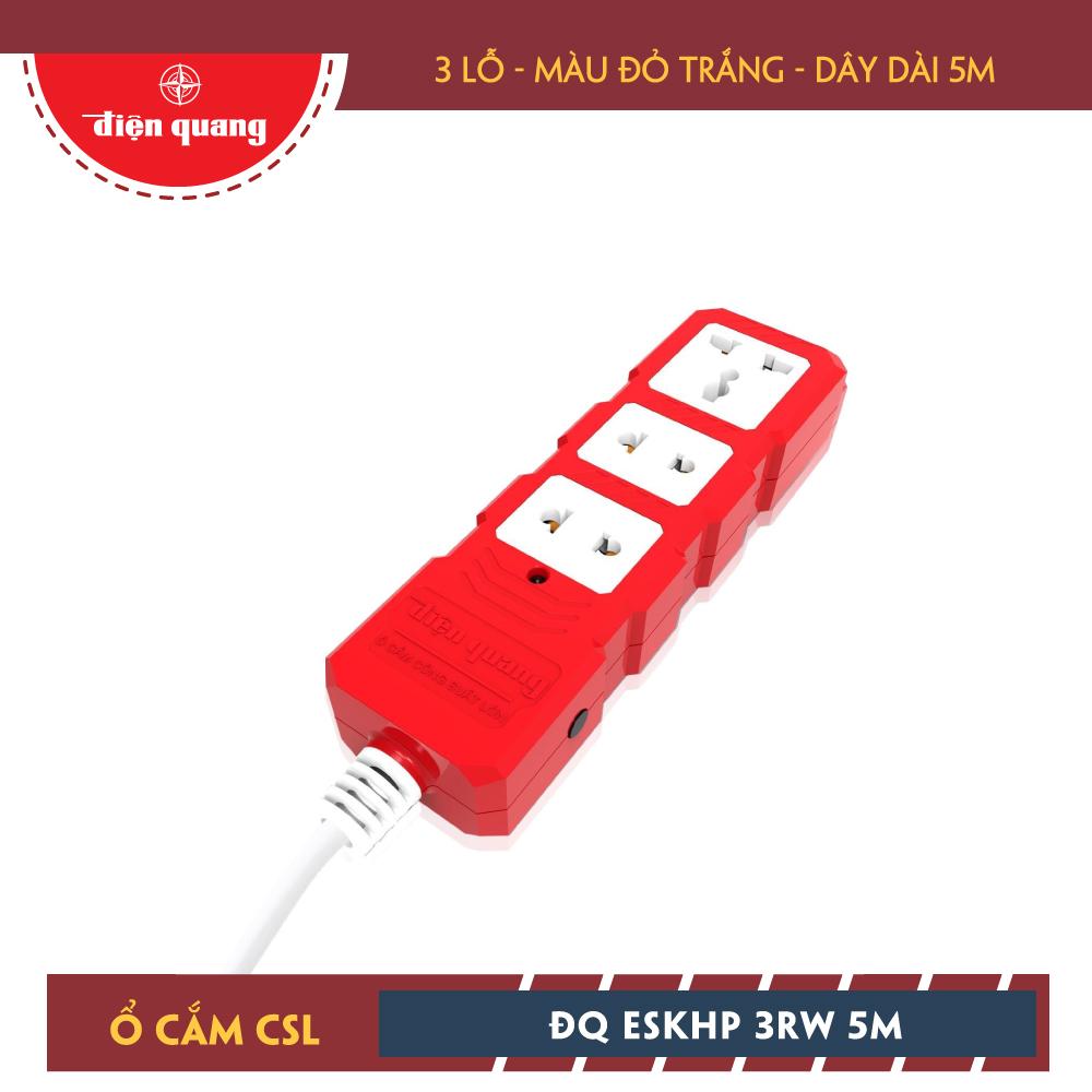 Ổ cắm Công suất lớn Điện Quang ĐQ ESKHP 3RW 5M (3 lỗ, màu đỏ trắng, dây dài 5m)