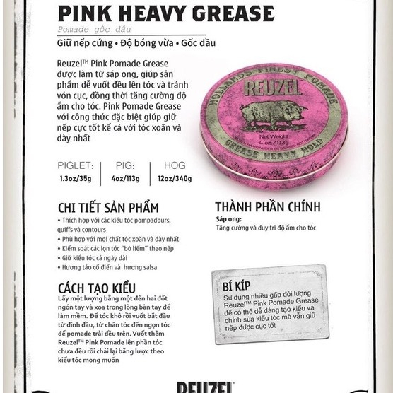 Sáp Vuốt Tóc Nam Reuzel Pomade Đủ Màu
