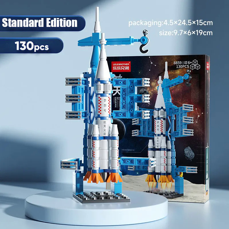 Tự làm 3D xây dựng đồ chơi tàu vũ trụ Tàu Micro xây dựng gạch đưa đón tên lửa tàu vũ trụ mô hình hàng không vũ trụ xây dựng khối