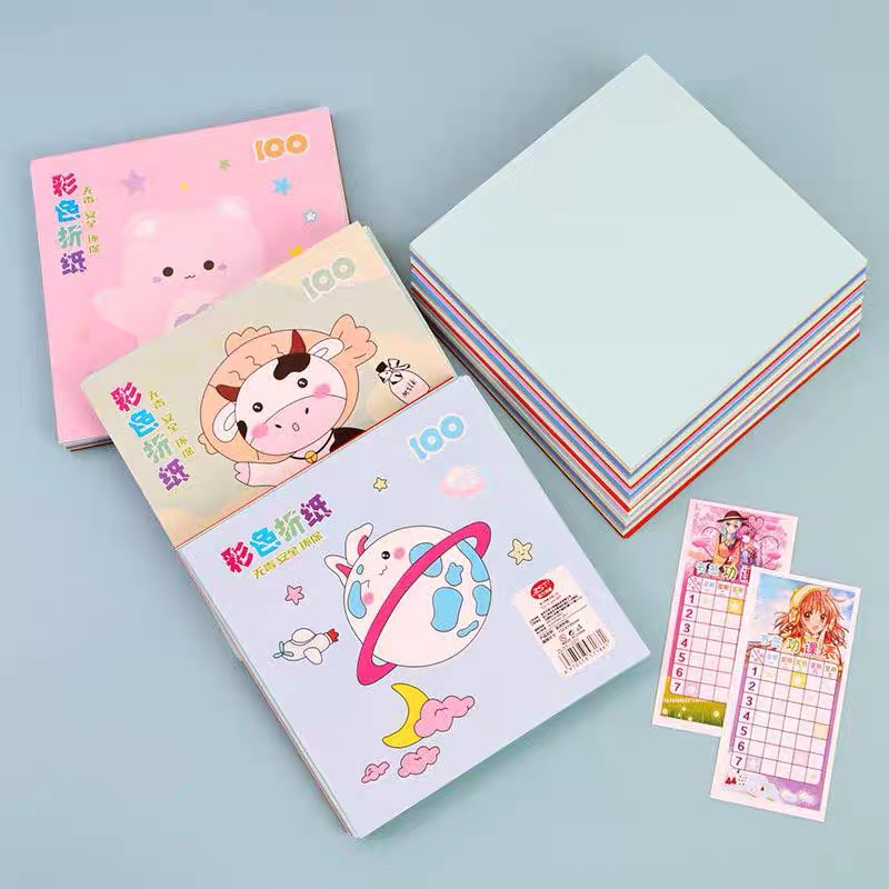 Giấy gấp Origami, giấy thủ công gấp hạc, hoa nhiều màu