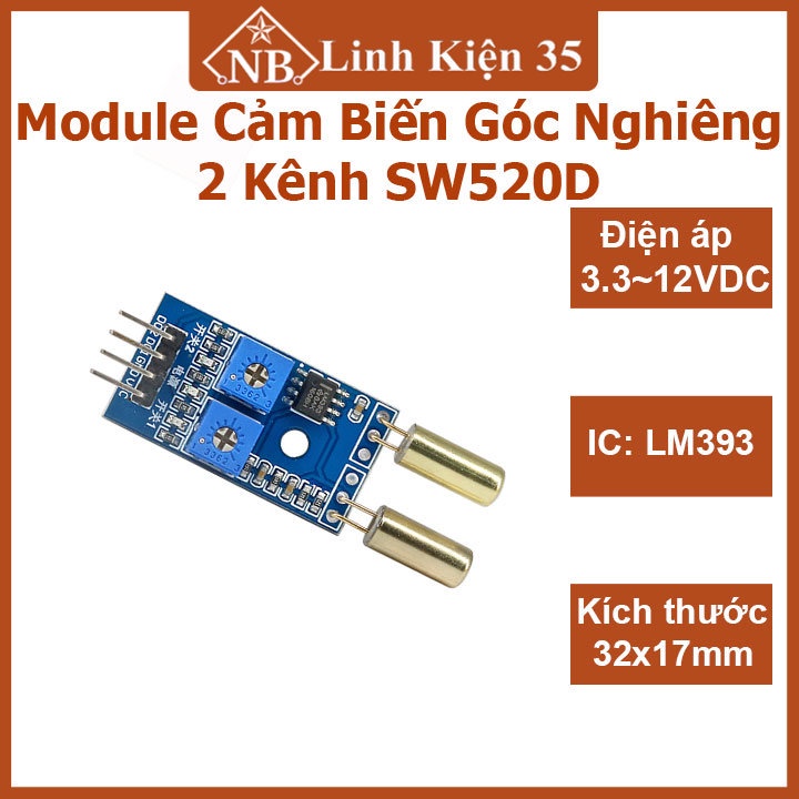 Module cảm biến góc nghiêng 2 kênh SW520D , phát hiện góc nghiêng, rung động
