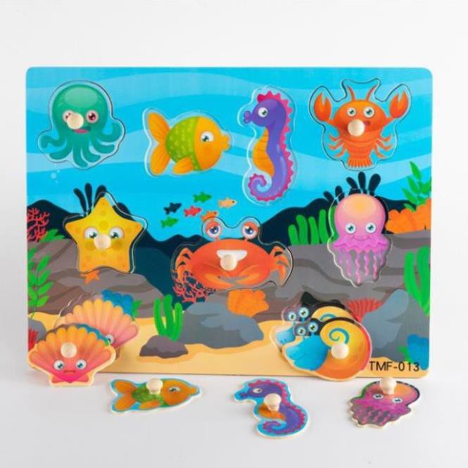 Bảng núm gỗ_Đồ chơi Lắp ráp bằng Núm gỗ cho Bé(23x30x0.5cm )