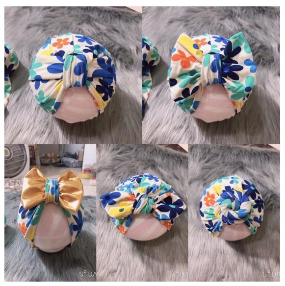 [HCM]Nón turban cho bé freesize từ 5-12 ký (kèm tóc giả)