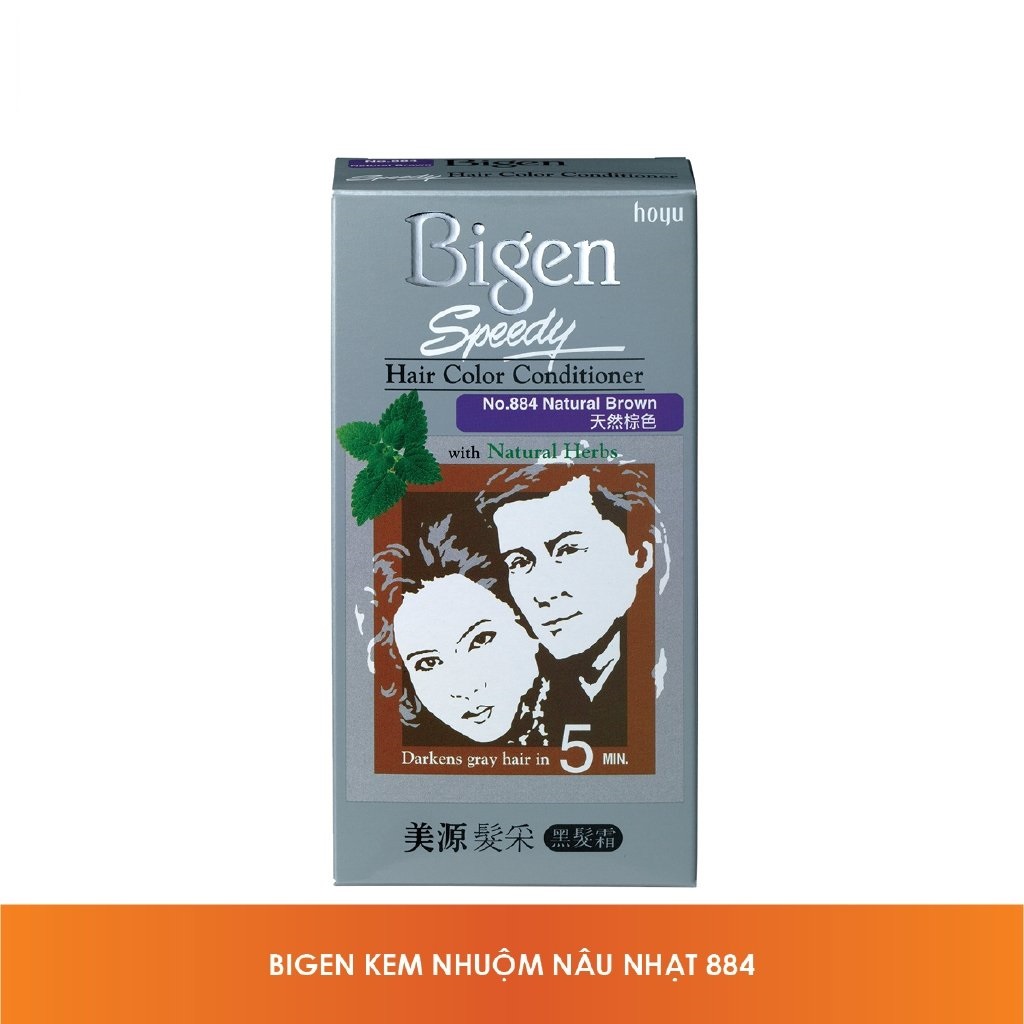 [HCM]Nhuộm Tóc Bigen Speedy Phủ Bạc  # 884 Natural Brown (Nâu nhạt)