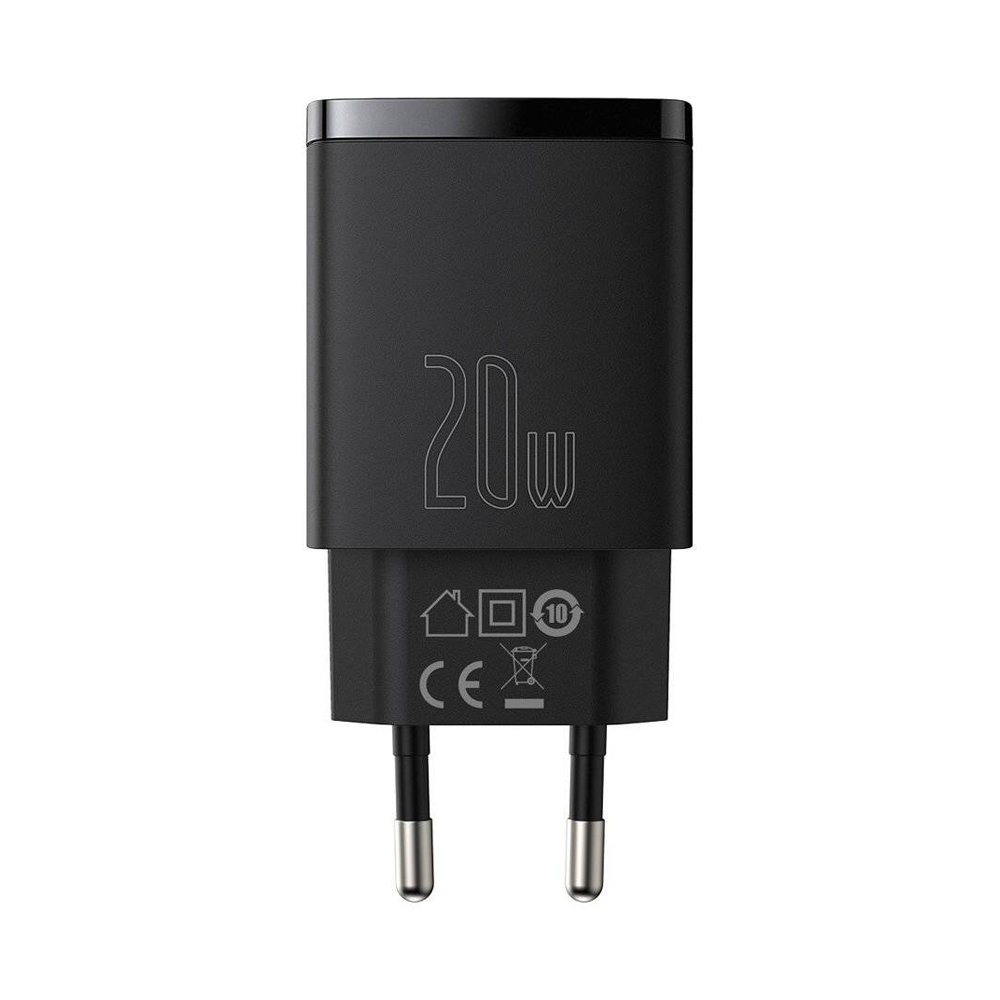 Cục sạc Baseus Compact Quick 20W 1x USB-A/ 1x Type-C (Đen) - Bảo hành 12 tháng