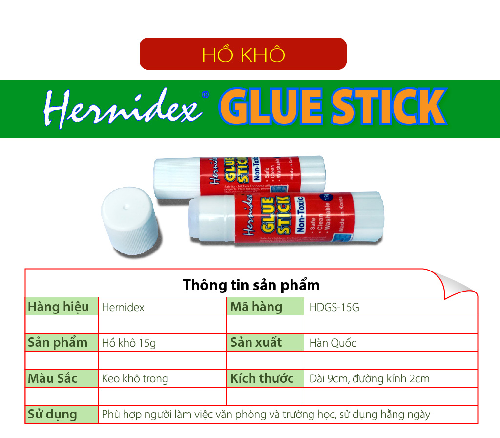 Hồ khô Hernidex POWER GLUE STICK 15G (HDGS-15G)