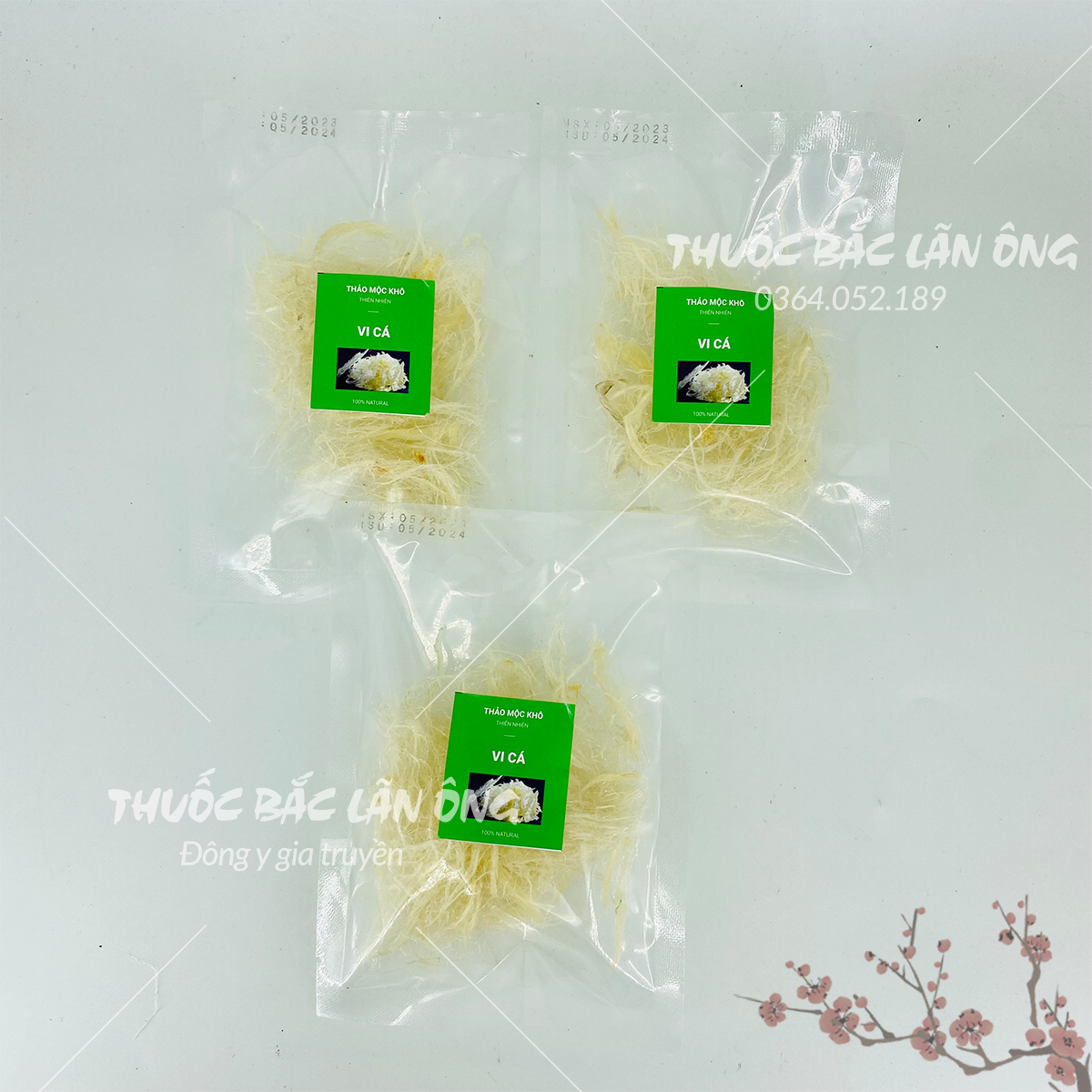 Vi cá mập nguyên cước 100g (Dạng sợi, dùng nấu súp, hầm canh dinh dưỡng, chế biến tiện lợi) - Thuốc bắc lãn ông
