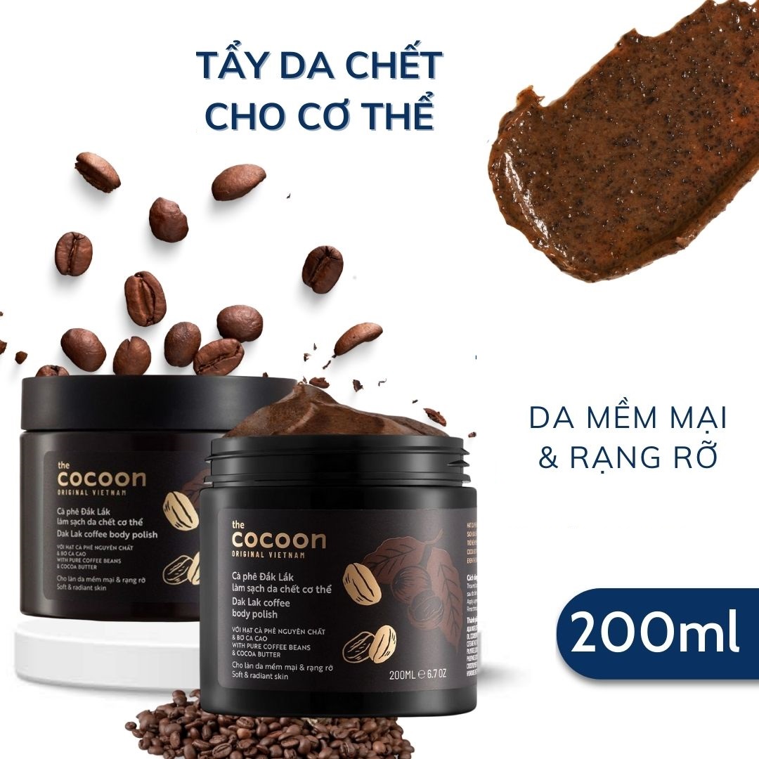 Combo 3 Hộp Cà phê Đắk lắk làm sạch da chết Cocoon 200ml