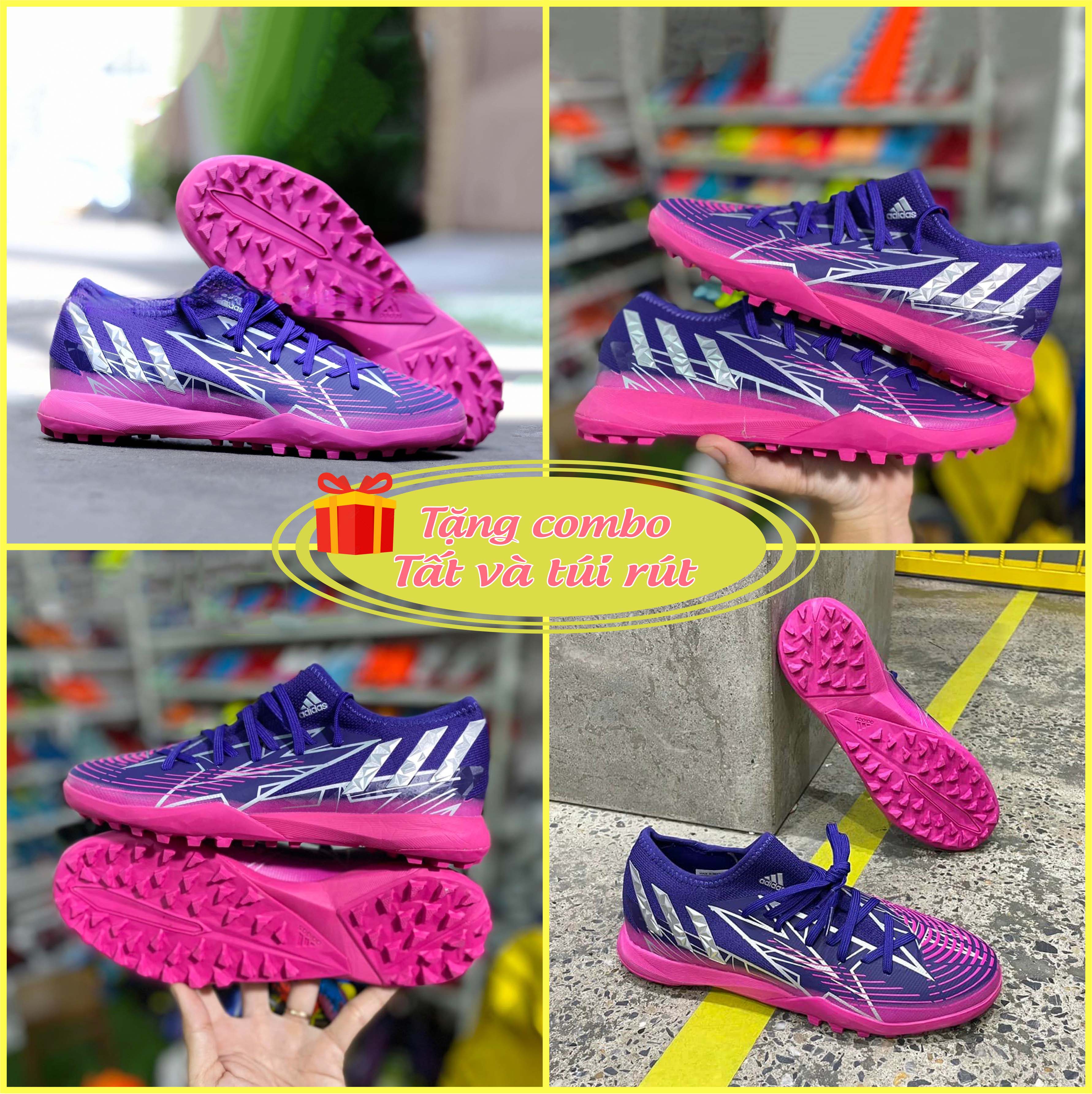 [Rẻ vô địch] Giày Bóng Đá Predator Edge.3 Tím Than Hàng Cao Cấp