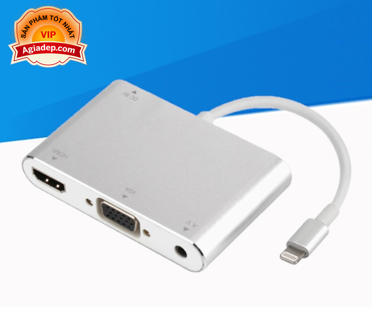 Cáp nối iPhone với đầu dây HDMI hoặc VGA (Lightning to HDMI và VGA Audio) để xem máy chiếu, tivi, màn LCD - Bản to, Bền tốt