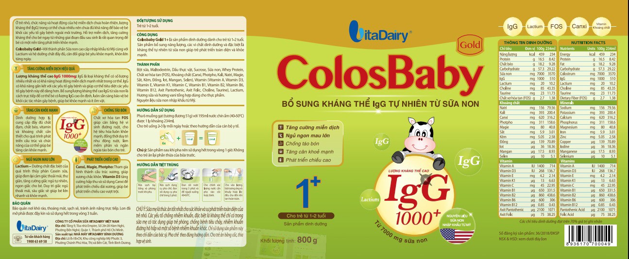 Sữa Colosbaby IQ Gold 1+800g