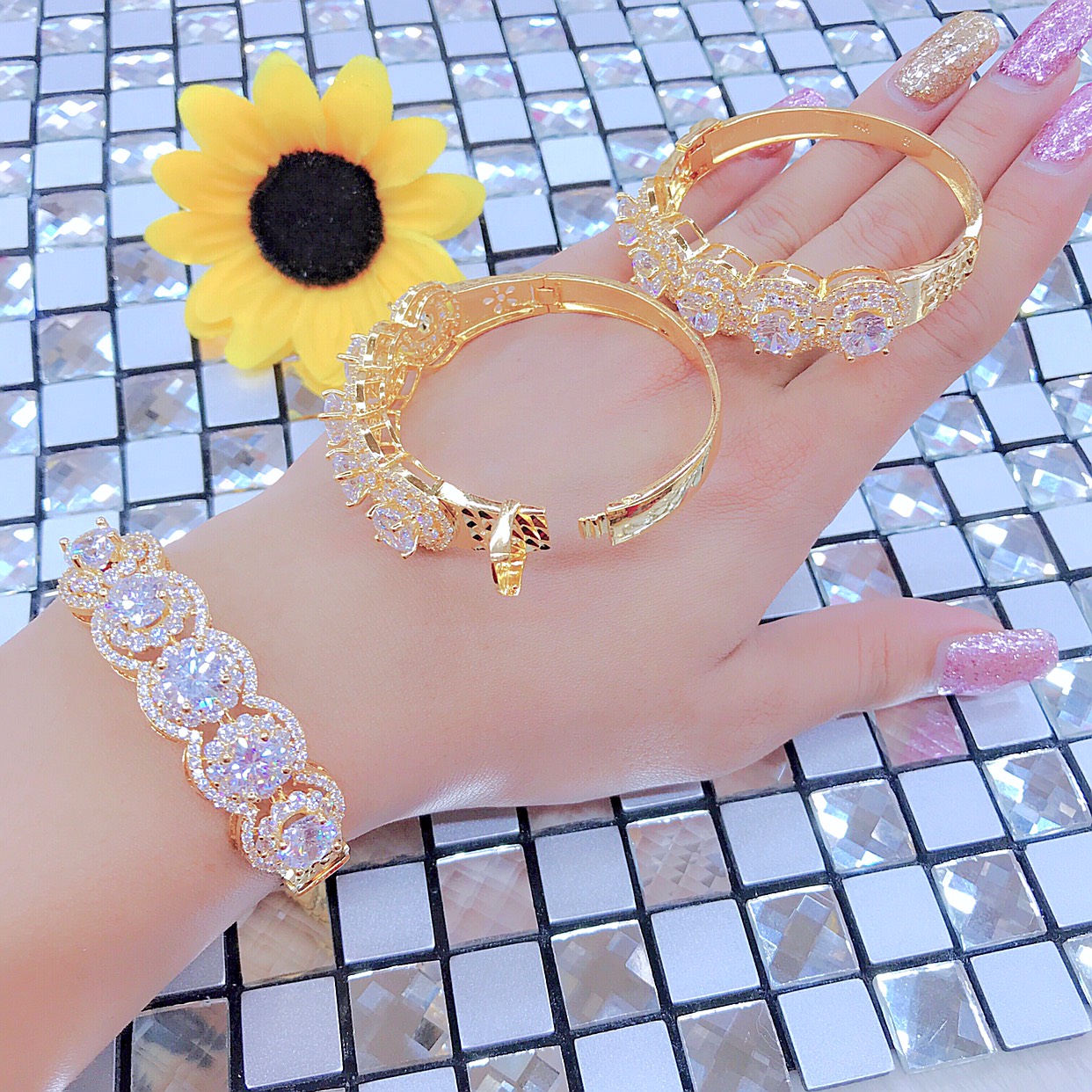 Vòng Tay Nữ Thiết Kế Hàn Quốc - V170R1712 - vong deo tay nu bang vang trang, vong tay kieu han quoc, vòng tay bạc nữ, vòng tay vàng 18k, vòng đeo tay nữ, vòng tay bạc, vòng tay nữ vàng