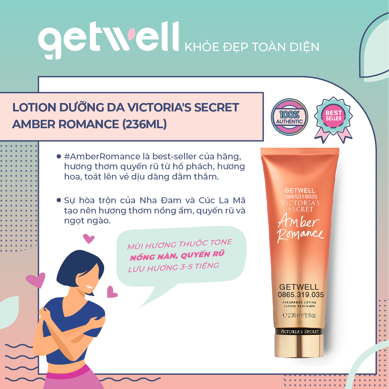 Lotion dưỡng thể Victoria's Secret Fragrance Lotion Amber Romance (236ml)