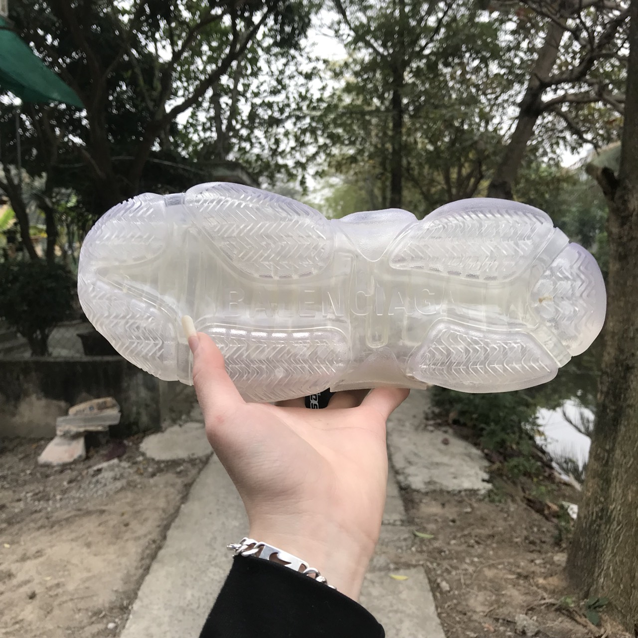 Giày thể thao Sneaker Ba len đế khí trắng trong