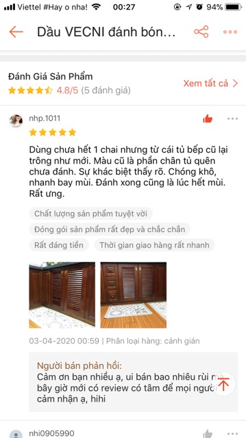 Dầu VECNI đánh bóng gỗ Sơn La 500ml