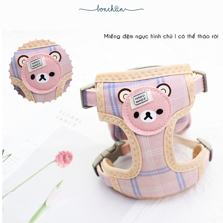 Dây dắt chó mèo kèm balo hình gấu
