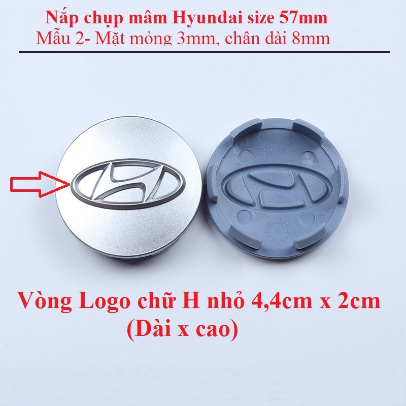 Chụp lazang (chụp mâm) xe Hyundai Size: 57mm