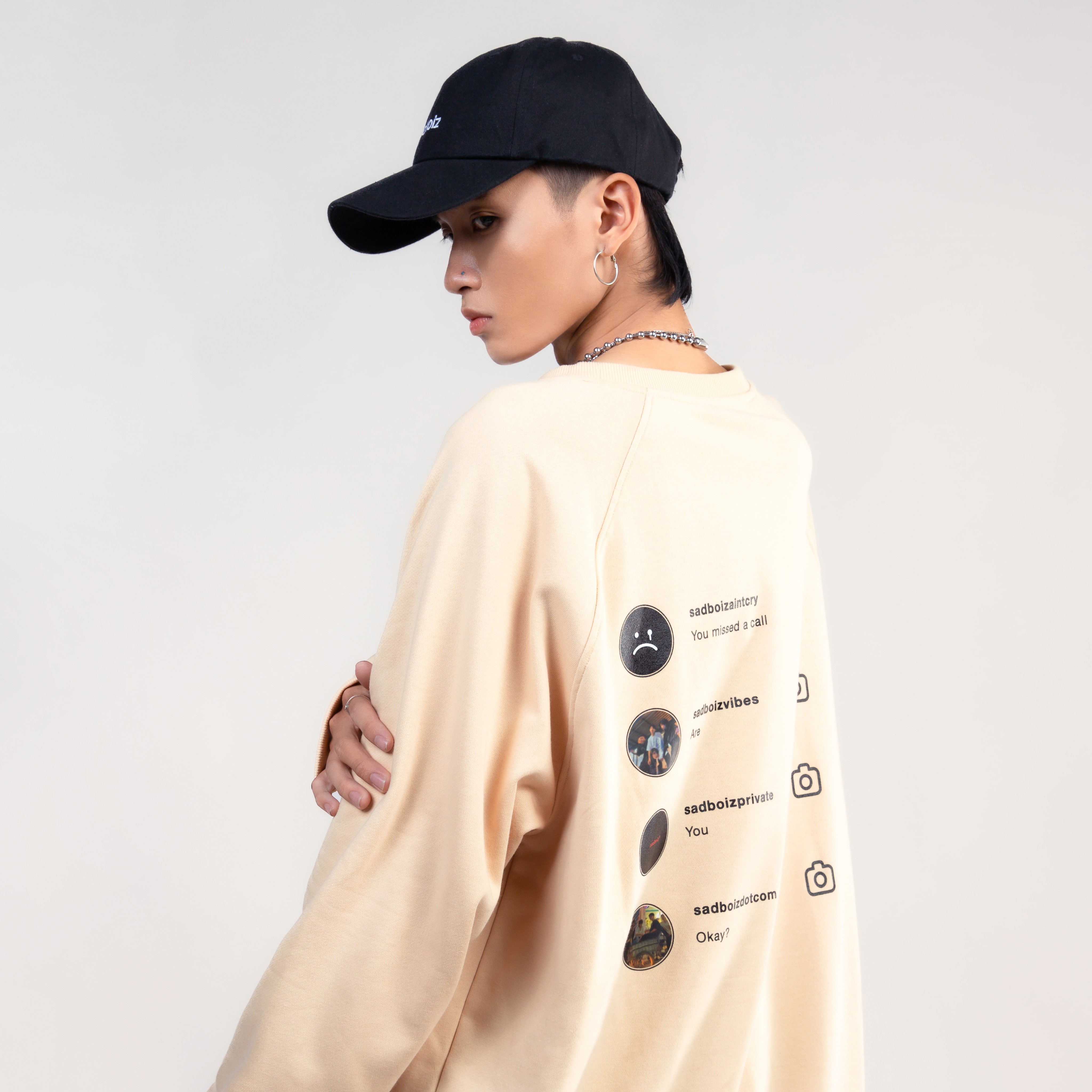 Áo sweater SADBOIZ SADTAGRAM Cream