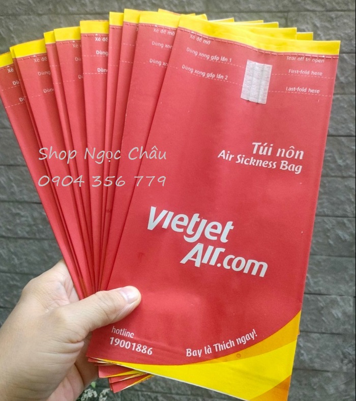 Set 10 túi nôn/ túi ói cao cấp hàng không (Viejet Air, ...)