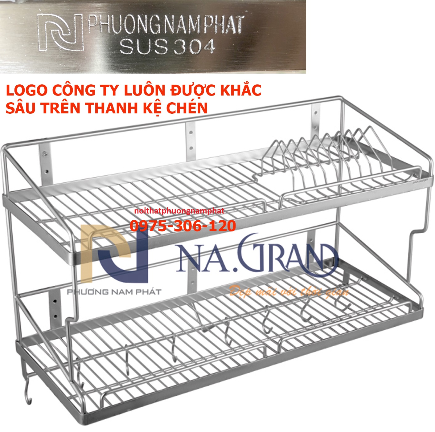 HÀNG THƯƠNG HIỆU Kệ Chén Bát úp Chén Bằng Bát Bằng INOX 304 KC10 KỆ CHÉN 2 TẦNG VÍT TƯỜNG tăm dày đặc bóng đẹp hàng đặt xưởng không phải hàng chợ