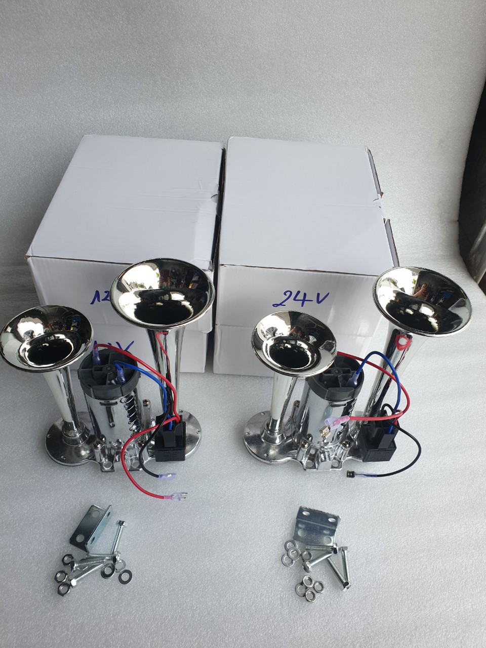 còi sinh hơi 2 loa điện 12v, 24v