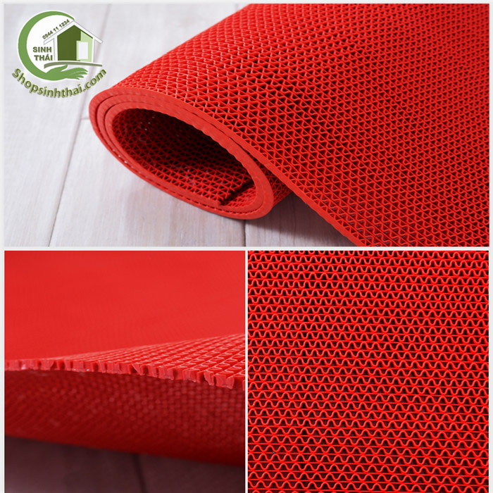 Thảm nhựa lưới chống trơn màu đỏ - [ 50cm x khổ 120cm ]