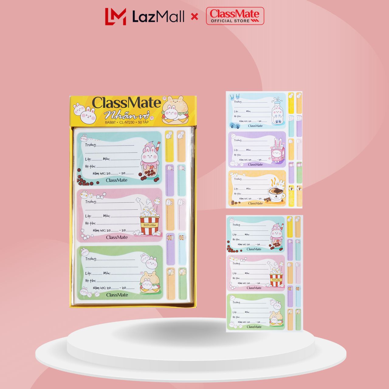 Nhãn Vở Có Keo Dán Sẵn CLASSMATE Rabbit 15 Cái/Túi CL-NT230