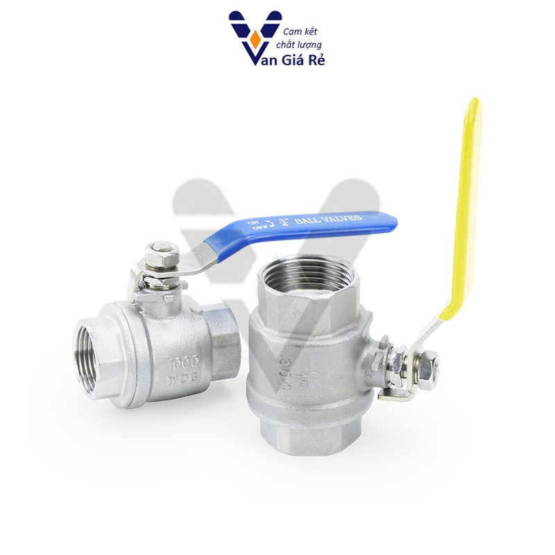 Van bi inox 2pc - Van khoá nước tay gạt inox 304 201 phi 13 17 21 27 34 42 49 60 76 90 114