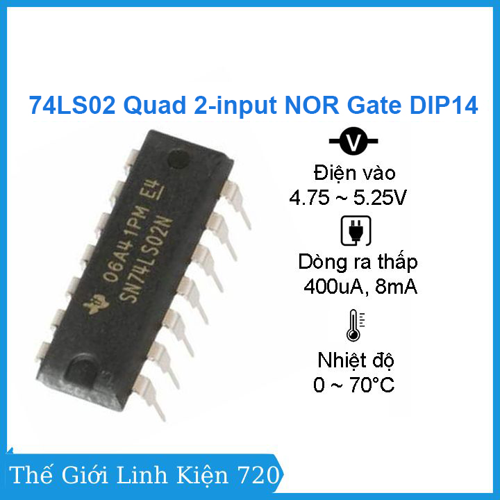 Chíp 74ls02 quad 2-input nor gate dip14
